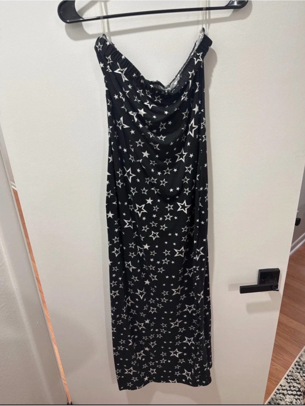 French Atmosphere Black Star-Print Maxi Dress